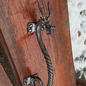 Door handle, door hardware,door pull, original design,unusual decor,home ,entryway decor.Mystical Forged &quot;Dragon&quot; Handle - Handmade,