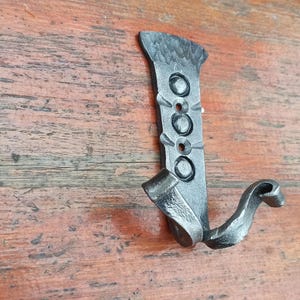 Hand-Forged Double Hook: Customizable Iron Wall Hanger