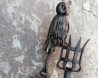 Forged Owl Sconce: Handmade Medieval Wall Lighting