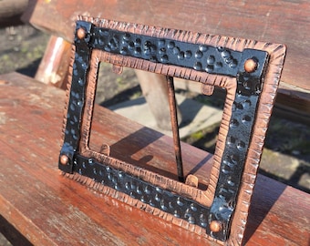 Handgeschmiedeter Eisen-Fotorahmen | Geschenk zum 6.Jahrestag | Industrieller Bilderrahmen aus Metall