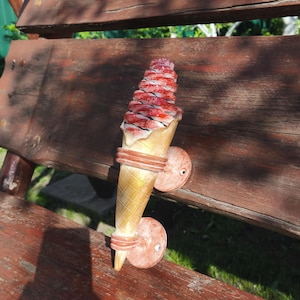 Hand-Forged Ice Cream Cone Door Handle – Whimsical Artisan Metal Decor