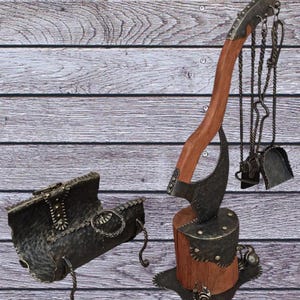 Forged Fireplace Tool Set: Medieval Axe Design with Firewood Holder