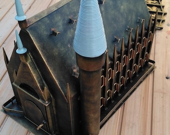 Forged Castle Mailbox: Handmade Metal Art, Fantasy Garden Decor