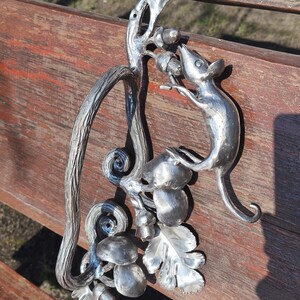 Large Hand-Forged Door Handle "Forest Mouse"