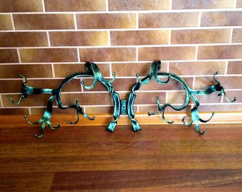 Hand Forged Horns Hanger: Rustic Loft Style Wall Decor