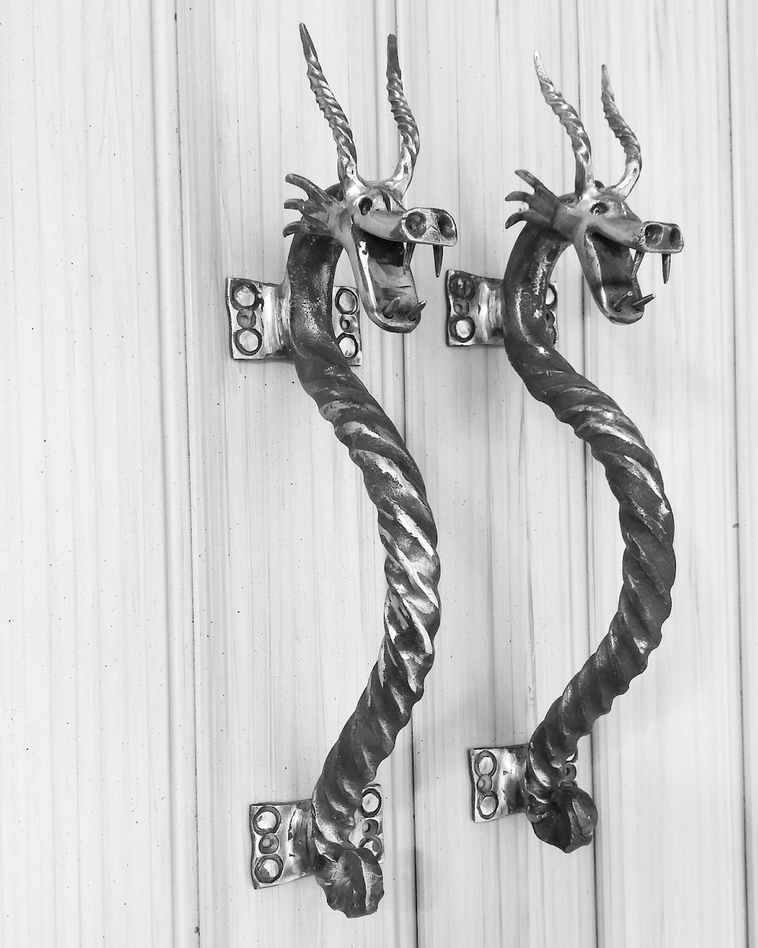 Dragon Hand Rails Forged Dragon Door Handles: Handmade Steel Fantasy Decor (set of 2) - Etsy