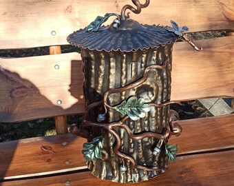 Handmade Forest Log Trash Can: Rustic Home Decor Storage Box