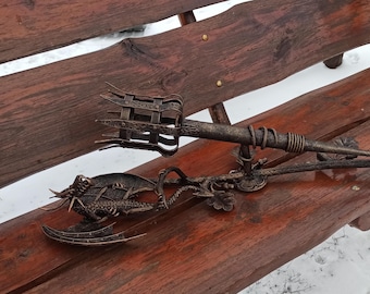 Forged Dragon Sconce: Handmade Medieval Wall Lighting