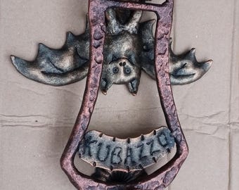 Bat Door Knocker: Personalized Bronze Patina Entryway Decor