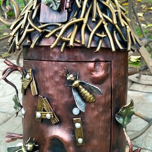 Mailbox,forged mailbox, beehive, bees, handmade, blacksmithing, decor, garden, yard, mail, rustic,provence, unique gift, metal decor