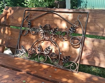 Forged "Blooming Garden" Fireplace Grille: Handmade Steel Vine & Leaf Screen