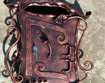 Hand Forged Fairy Tale Mailbox: Copper Finish, Lock & Keys