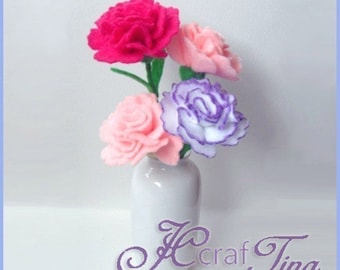 Felt Flowers - Carnations PDF pattern