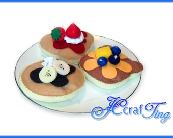 Pancakes PDF pattern - Classic Round, Valentine Heart, Adorable Bear