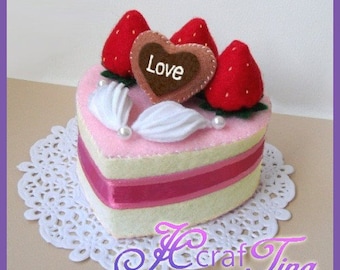 Heart-Shaped Strawberry and Cream Cake PDF pattern - Style 6