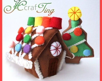 Gingerbread House PDF pattern - Tree Set