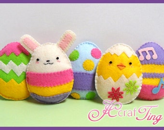 Delightful Felt Easter Eggs, Chick and Bunny - PDF Pattern