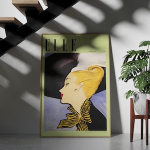 Copertina della rivista ELLE, aprile 1946, stampa della copertina di ELLE, arte murale stampabile, arredamento digitale per la casa.