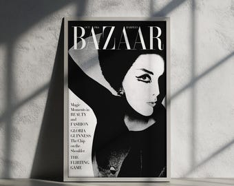 Harper's Bazaar Magazine, omslag oktober 1964, Harper's Bazaar omslagstryck, digital heminredning i mode, utskrivbar väggkonst.