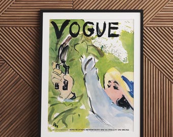 Vogue Cover featuring a Woman Cutting, by Carl Oscar August Erickson, Printable Wall Art, Fashion Vogue Home Decor.