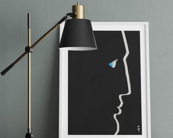 GRUAU RENÉ, Featuring Profil d’Hubert de Givenchy, Retro Print, Printable Wall Art, Fashion Digital Home Decor