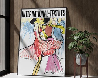 Printable Wall Art, International Textiles cover Magazine, 1971, Issue 480,  International Textiles cover Print, Fashion Digital Home Decor.