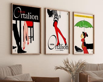 RENÉ GRUAU, Ortalion Set, Woman Portrait, Gallery Wall Set, Vintage Poster Art, Fashion Wall Art, Woman Art, Printable Wall Art.
