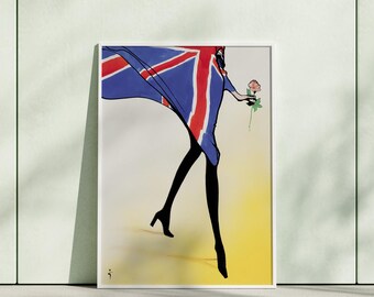 RENÉ GRUAU, A Fashion Illustration, 1973, Woman Portrait, Gallery Wall Set, Vintage Poster Art, Fashion Wall Art.