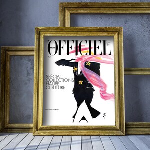RENÉ GRUAU, L’Officiel Paris, Sonderkollektionen Haute Couture, Yves Saint Laurent, druckbare Wandkunst, Mode digitales Wohndekor,