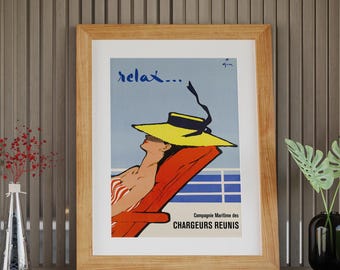 RENÉ GRUAU (1909-2004), Relax, Retro Print, Printable Wall Art, Fashion Digital Home Decor