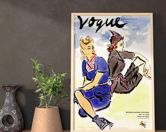 Vogue Cover featuring Two Women Sitting, By Carl Oscar August Erickson, Printable Wall Art, Vogue Cover Print, Fashion Vogue Home Decor