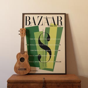 Harper’s Bazaar Magazine, February 1956 Cover, Harper’s Bazaar Cover Print, Fashion Digital Home Decor, Printable Wall Art.