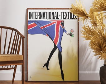 Printable Wall Art, International Textiles cover Magazine, 1973, Issue 406,  International Textiles cover Print, Fashion Digital Home Decor.