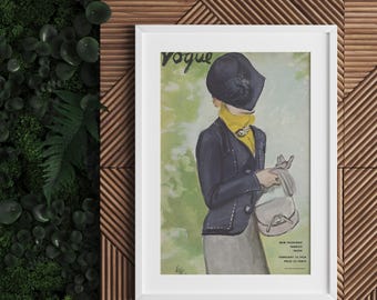 Vogue Magazine Cover Featuring Woman In A Dark, by Carl Oscar August Erickson, Printable Wall Art, Fashion Vogue Home Decor.