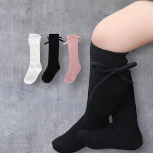 3-farbige lange Babysocken für Mädchen - weich, warm bequem, perfekt für Herbst & Winter, Alter 0-7