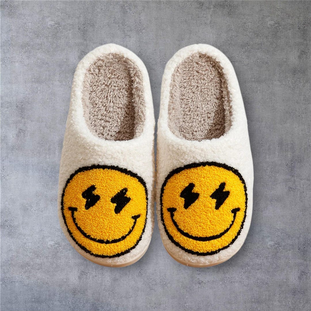 Pantofola Babbucce Emoji Pantofole Emoji Bianche Accenti Gialli