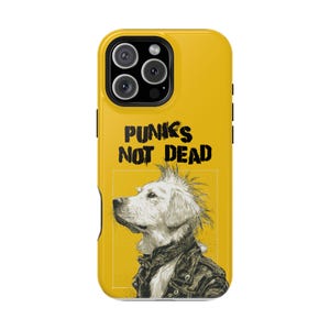 Punk Dog Magnetic Case, Stylish Phone Cover, PUNKS NOT DEAD Design, Dog Lover Gift, Edgy Accessories for iPhone, Labrador Retriever