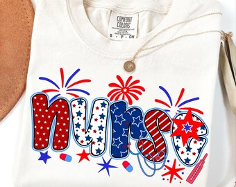 4th of July Nurse PNG: Patriotic Preppy Design (Digital Download)