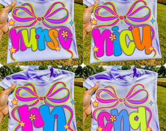 Neon verpleegkundige sublimatie png-bundel | RN NICU CNA-strikontwerp (digitale download)
