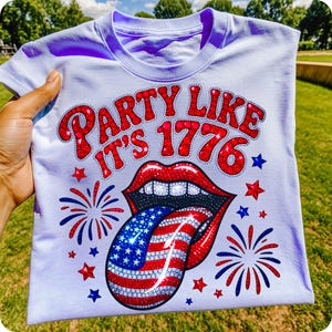 Party Like 1776 PNG, USA Lips Tongue 4th July Stars DTF Design (Digital Download) image 8