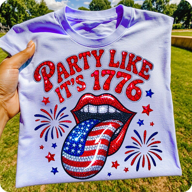 Party Like 1776 PNG, USA Lips Tongue 4th July Stars DTF Design (Digital Download) image 8