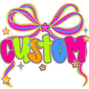 Preppy Custom Name Bow PNG, Personalized Neon Bow Shirt Sublimation File, Cute Hand Lettered Name Design for T Shirt Printing