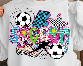 Mamá futbolista preppy PNG, diseño de rayo con pinceladas (descarga digital)
