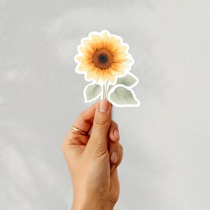 Sunflower Sticker | Watercolor Floral Aesthetic Decal | Boho Cottagecore Laptop Sticker
