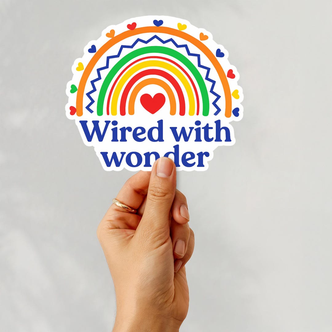 Wired With Wonder Sticker | Neurodivergent Pride Rainbow Vinyl Decal ...