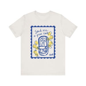 Postkarten-Shirt mit Sardinen und Zitronen, Küstenthema Top, Sommerkleidung, Sardinen-T-Shirt