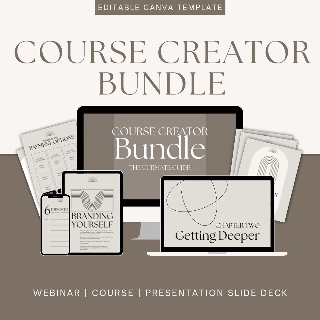 Course Creator Canva Template Bundle | Editable Online Course Workbook ...