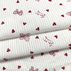 Printed Cotton Fabric: Floral Bow Fabric for Dress, Curtains - 55&quot; Wide