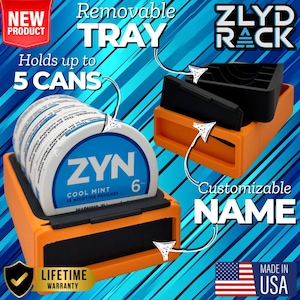 Nicotine/Tobacco/Snuff Can Holder Organizer | Blaze Orange Nic Can Chiller Rack | Easy Access Storage | Made in USA