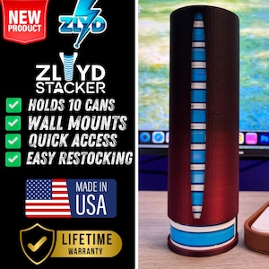 Nicotine/Tobacco/Snuff Can Dispenser | Crimson Red Can Holder Organizer | Wall Mount or Counter Storage Rack | Made in USA now for this